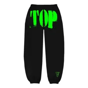 Young Boy NBA Vlone Green TOP Black Sweatpants